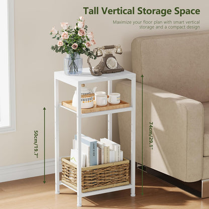 29.1" HET003WT1 Heybly Small Side Table, Tall End Table with Adjustable Shelf, Telephone Table, Nightstand, Accent