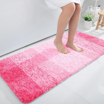 OLANLY Large Bathroom Rugs - Extra Soft Microfiber Mat 50x30 | Quick Dry, Rubber Backing, Pink