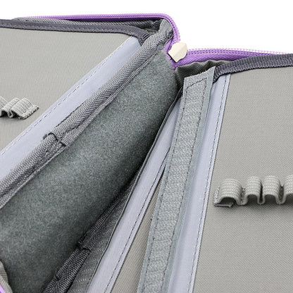 BTSKY® High Capacity Zipper Pens Pencil Case- Multi-Functional Stationery Pouch 72 Slots Colored Portable Pencil Bags With 2 Removable Sleeves(Purple)