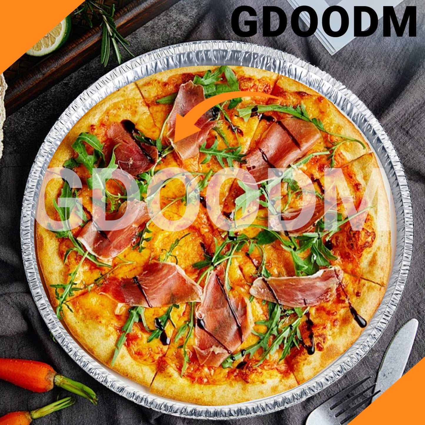 GDOODM 50 Pack Aluminum Pizza Pans Foil Pizza Pans, 11 Inch Round Disposable Pizza Pan Foil Focaccia Pan, Chocolate Cookies Cake Tin, Serving Platter Tray, Freezer & Oven Safe