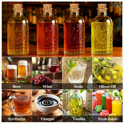 TBWIND 12 Pack 6oz Glass Bottles with Cork Stoppers, 200ml Clear Glass Liquor Bottles for Vanilla Extract, Infusions, Homemade Spirits, Wedding Favors & DIY Crafts