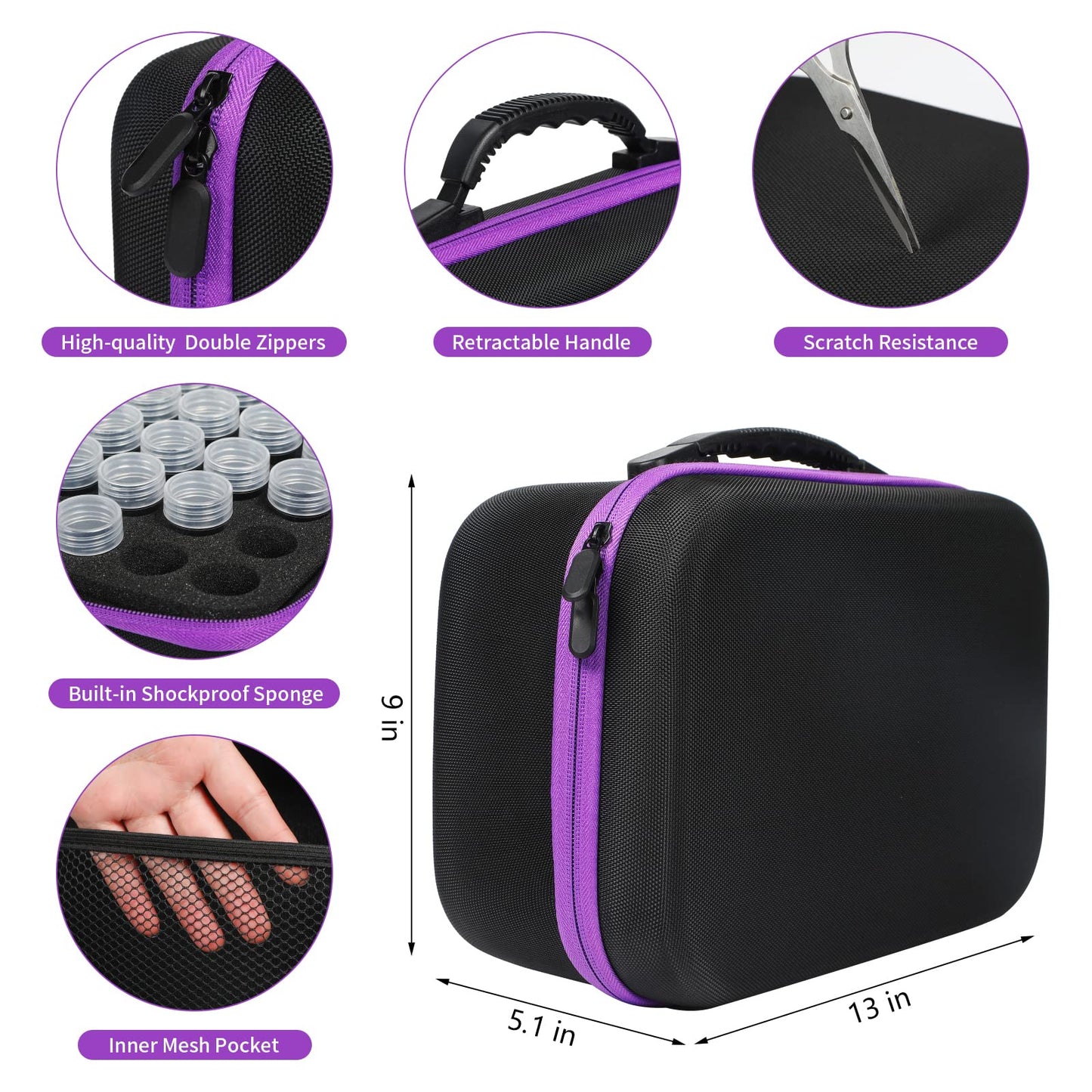Douorgan Diamond Painting Storage Containers 120 Slots Accessories and Tools Portable Diamond Painting Organizer Shockproof Diamond Art Storage Case Beads Storage Box(120 Slots)