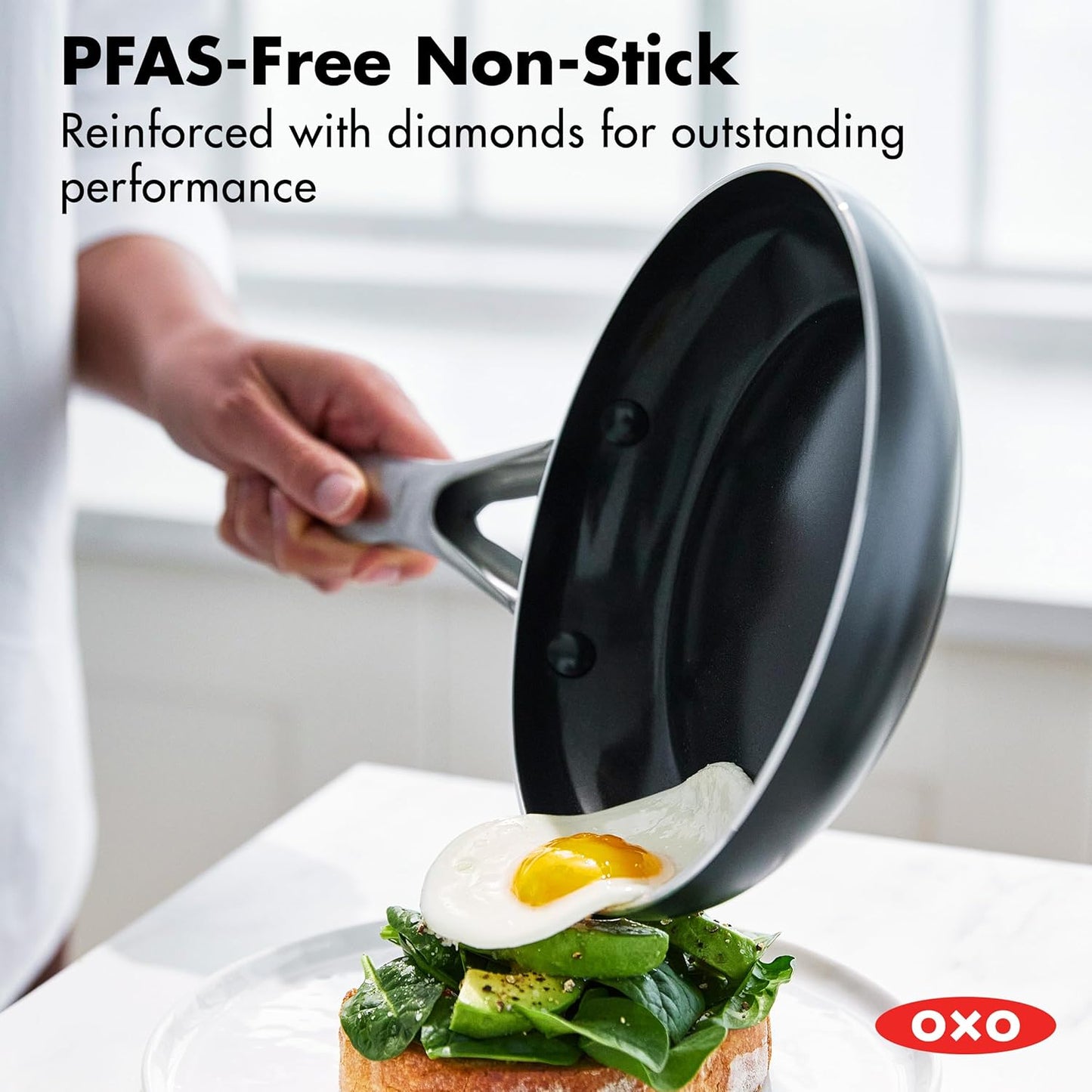 OXO Agility Series 8" Frying Pan Skillet, Ceramic Nonstick, PFAS-Free, Induction Suitable, Dishwasher Safe
