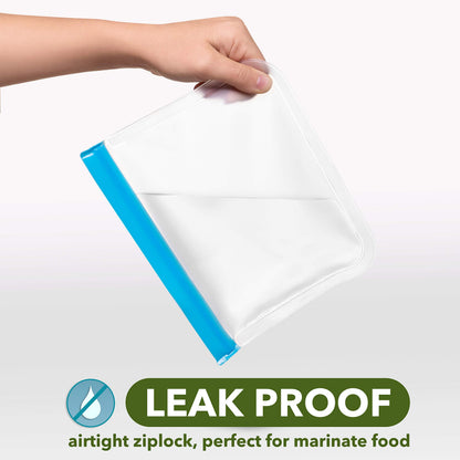 Greenzla Reusable Food Storage Bags - 12 Pack BPA-Free, Extra Thick, Leakproof Freezer & Lunch Carriers; 4 Gallon, Sandwich & Snack Options - Reusable Lunch Bags