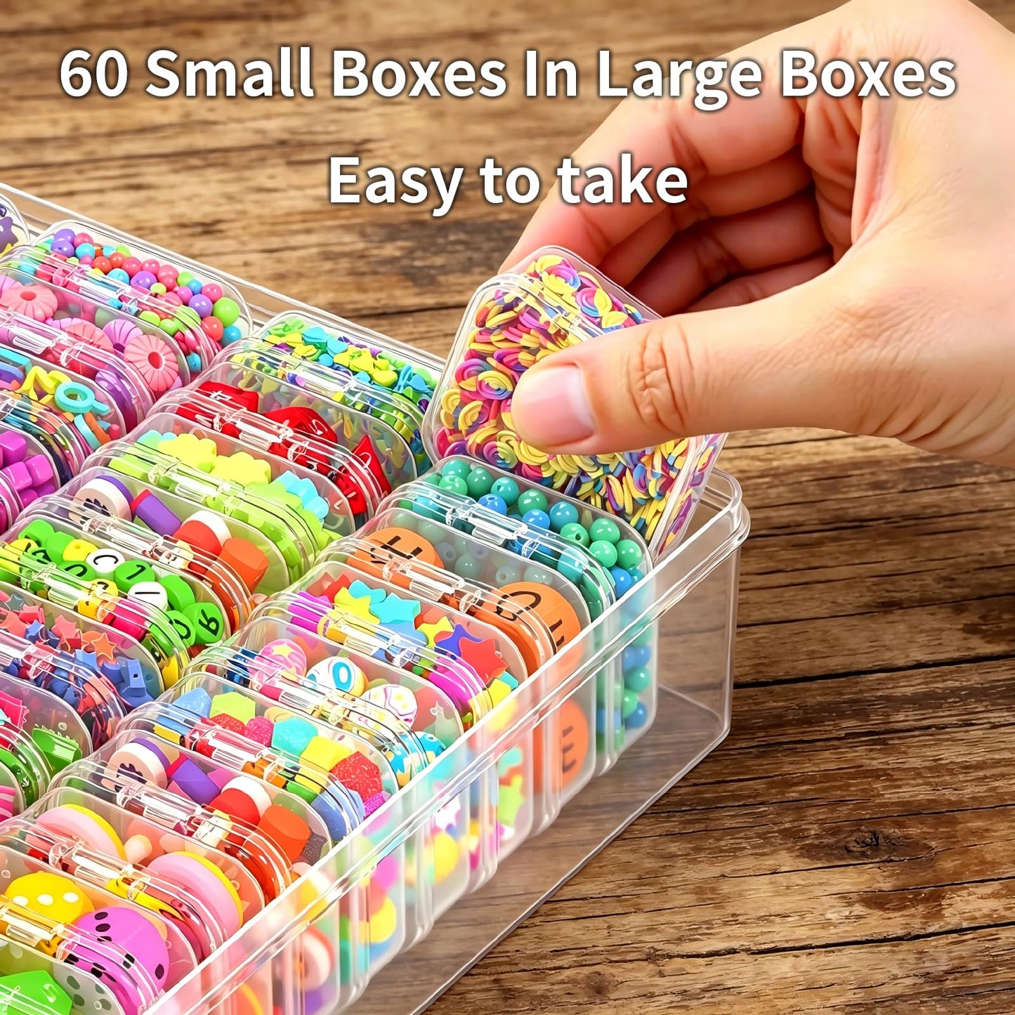 VANSUNS Bead Organizer Box, 61pcs Clear Plastic Storage Containers Set, Large Capacity Small Bead Organizers and Storage Cases with Labels, for Jewelry, Crafts, Diamonds Storage