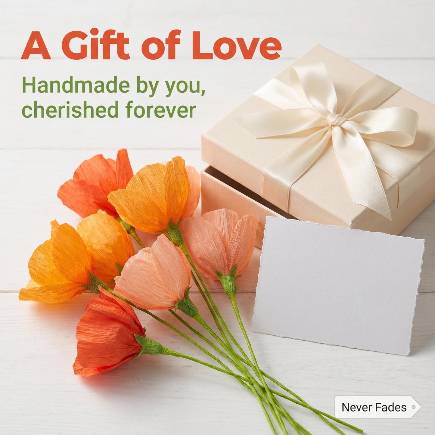 Mybbshower Orange Crepe Paper Poppy Flower DIY Making Kit Home Decoration Table Decor Pack of 24 pcs