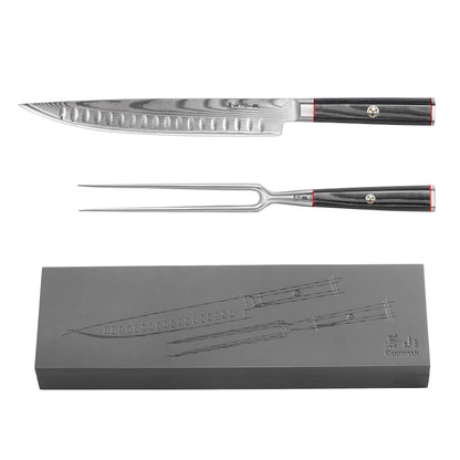 Cangshan YARI Series 2-Piece Carving Set with Ash Wood Box, X-7 Damascus Steel, 501332