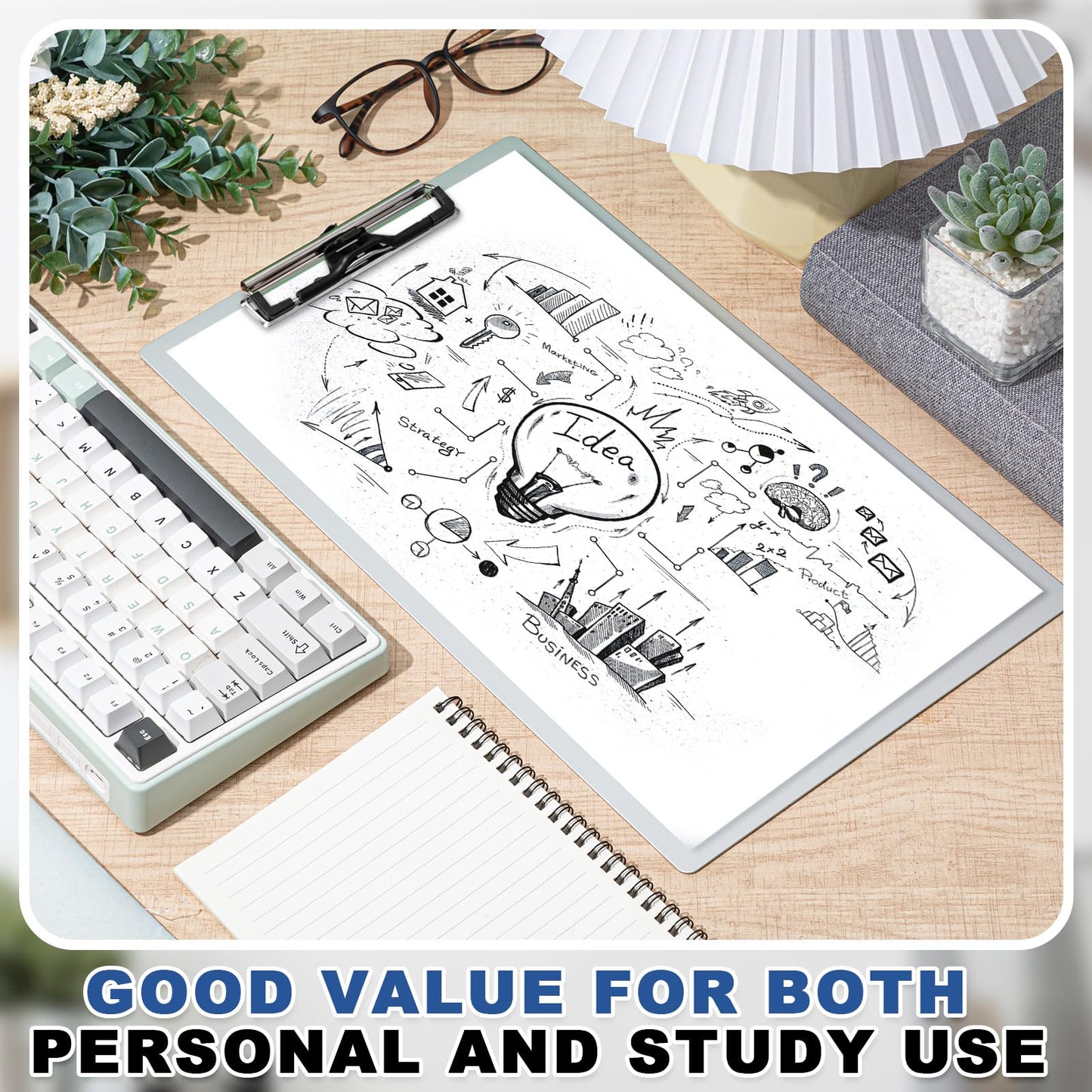 Tenceur 2 Pcs Aluminum Legal Size Clipboard 8.5x14 Inch Metal Clipboard with Metal Clip Heavy Duty High Capacity Durable Suitable for Legal Lawyers and Business School Office Supply
