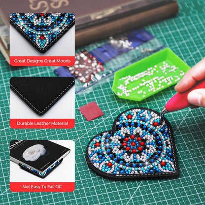 Diamond Painting Bookmark Bead Art Leather Book Mark Craft Making Kit for Adults Night Rhinestone Craft Party DIY Bedazzling Art Bookmark Paint by Gem Dots Crafts Mother’s Day Women Gift (Black Heart)
