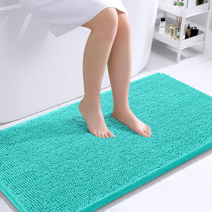 OLANLY Bathroom Runner Rugs - Extra Soft Chenille Bath Mats | Quick-Dry, Machine Washable, 44x24 Teal