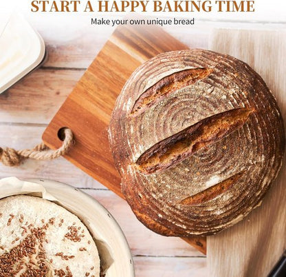 Dimpola Banneton Bread Proofing Basket Set - Handmade Rattan Sourdough Bowls | 9-Inch Round Size