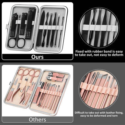 BLESWIN 10-Piece Nail Care Kit, Professional Manicure Set with Green Leather Case, Ideal for Women & Men