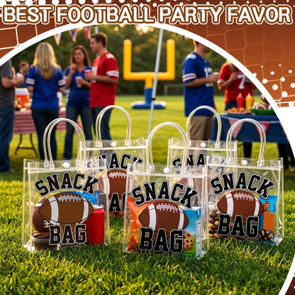 Wesnoy 20 Pcs Football Snack Bags with Handles Reusable Football Treat Bags for Candy Birthday Party Favor Supplies 8 x 8 x 3.15''