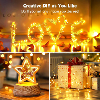99Feet 300LEDs Fairy Lights Plug in, Warm White String Lights, Waterproof Flexible Silver Wire Starry Lights