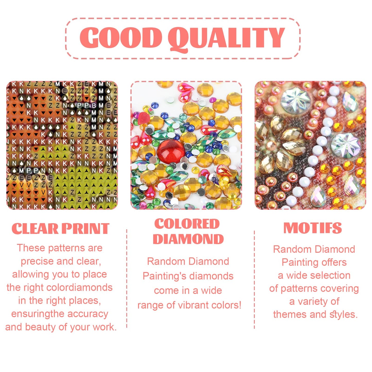 Focart 4 Pack Random Diamond Paintings, 5D DIY Special Shape Rhinestone Diamond Painting Kits for Adults 12x12 inch