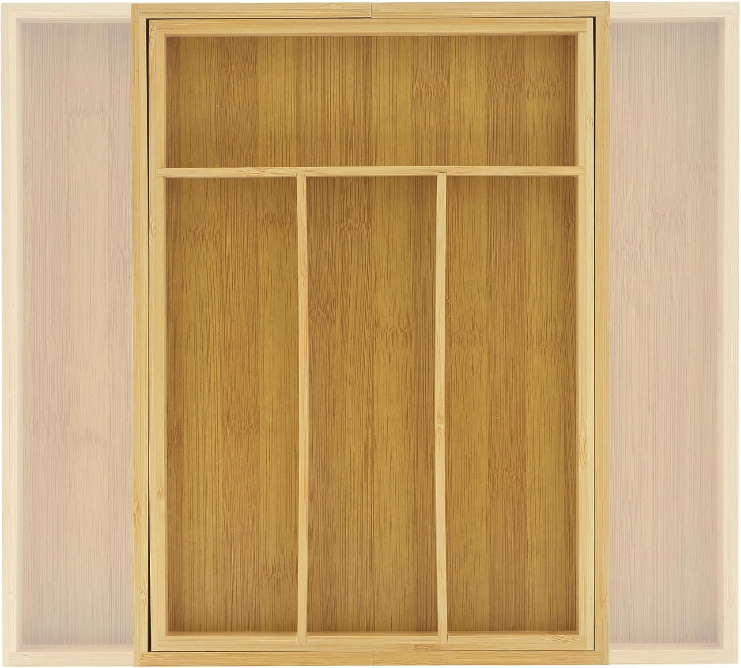 JoyJolt Bamboo Expandable Drawer Organizer for Kitchen Utensils, Adjustable Cutlery Tray with 4-6 Slots