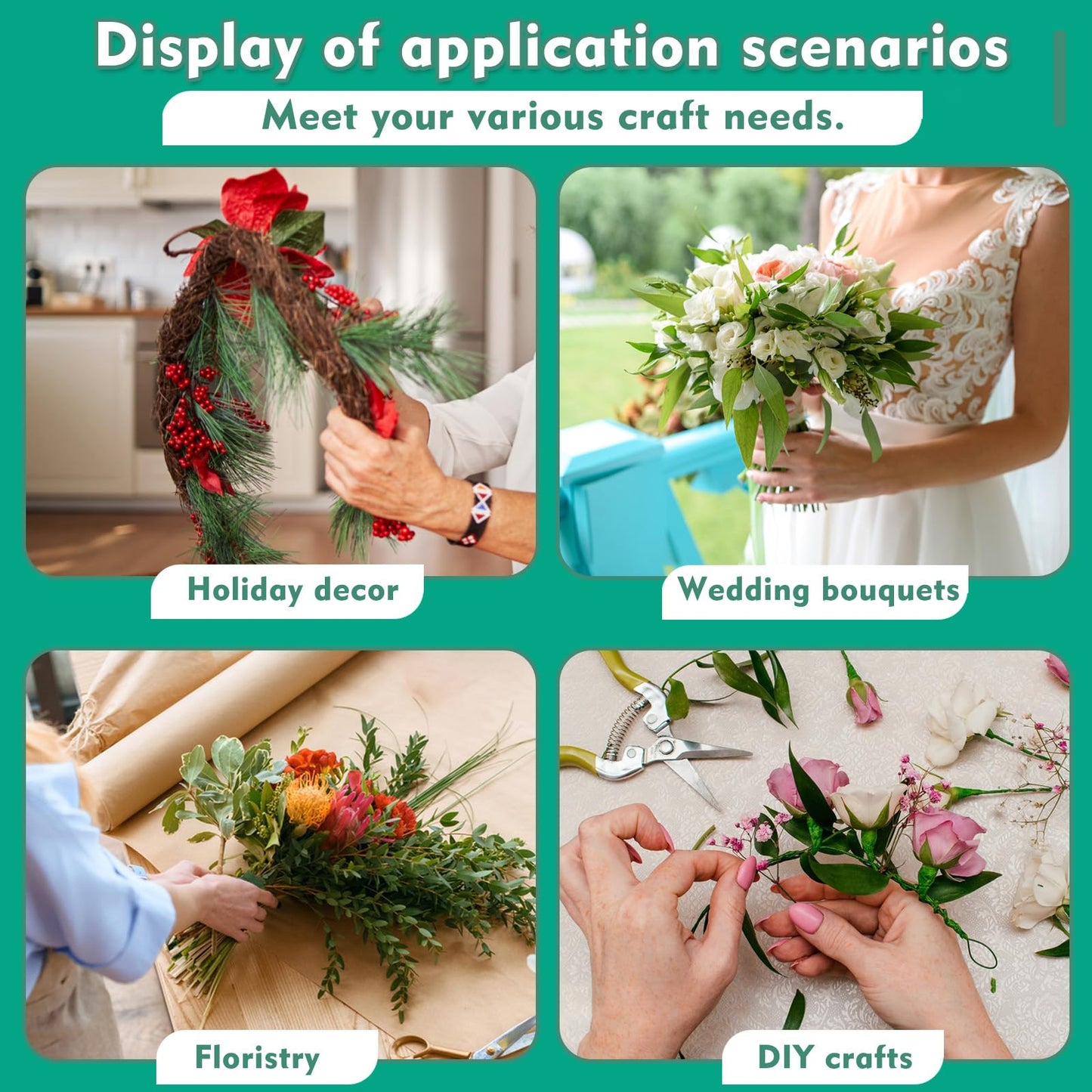 SOCNITC Floral Tape and Wire, Florist Arrangement Tools Kit with Floral Tape Wire Cutter Boutonniere Pin for Bouquets,Wrap Florist,Flower Project