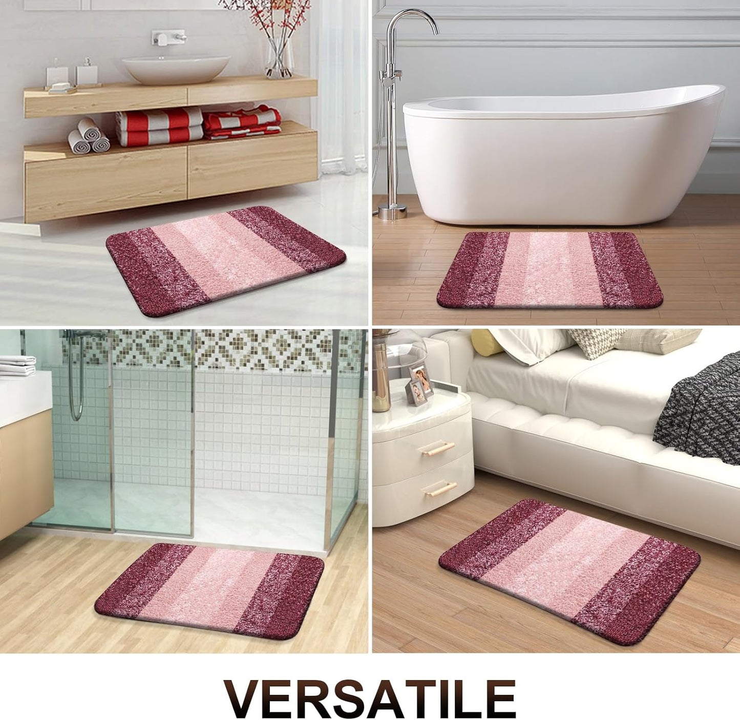 OLANLY Bath Rugs Mat - Extra Soft Microfiber, Quick Dry & Machine Washable | 24x16 Inches, Red