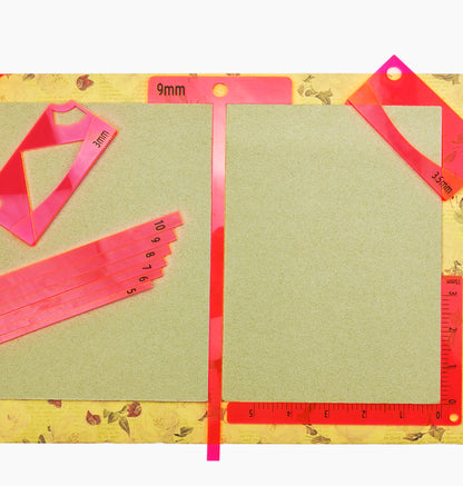 15-Piece Book Binding Ruler Set, Includes T-Shaped, Cutting Angle, and L Rulers, Acrylic Material (Fluorescent Pink)