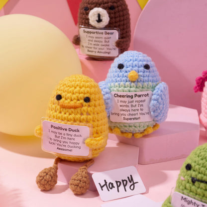 JOYIN 6 Pcs Crochet Positive Animals with Positive Messages, Emotional Support Stuffed Animal Bulk, Cute Crochet Plushies for Graduation Gift, Employee Appreciation, Anxiety Relief & Mental Health