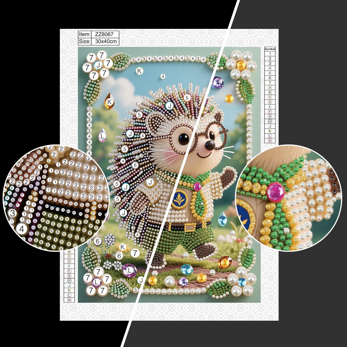 WSLWXSHM Pearl Diamond Painting Kits for Adults Hedgehog, 5D Special Shape Diamond Art Kits for Beginners, Crystal Rhinestones Diamond Painting for Home Wall Decoration Gift 12×16inch/30×40cm Animal