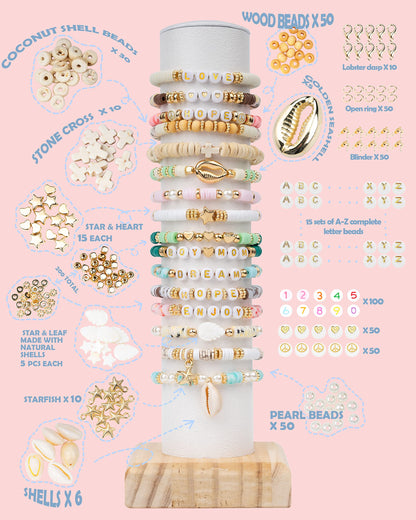 Deinduser Bracelet Making Kit, 7200pcs Clay Beads, 24 Colors 2 Boxes Beads for Bracelets, Clay Bead Bracelet Making kit with Letters, Numbers, Spacers, Ideal Gifts for Holidays
