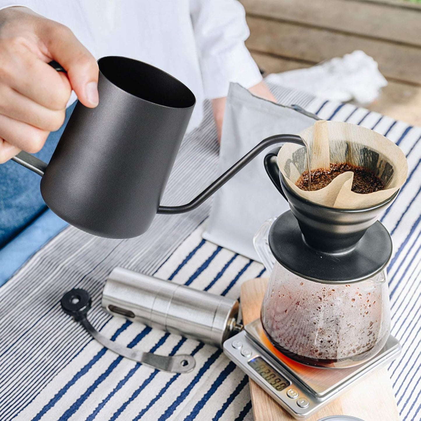 Pour Over Kettle, Gooseneck Coffee Tea Pot, 12 Oz, Black