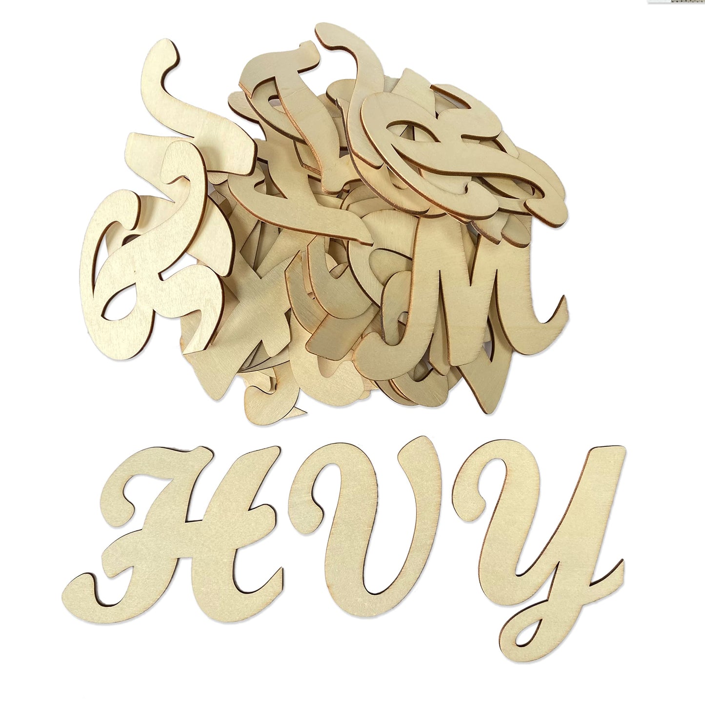 3 Inch 284 Pieces Wooden Letters Unfinished Wood Letters for Crafts Cursive Alphabets with Extras