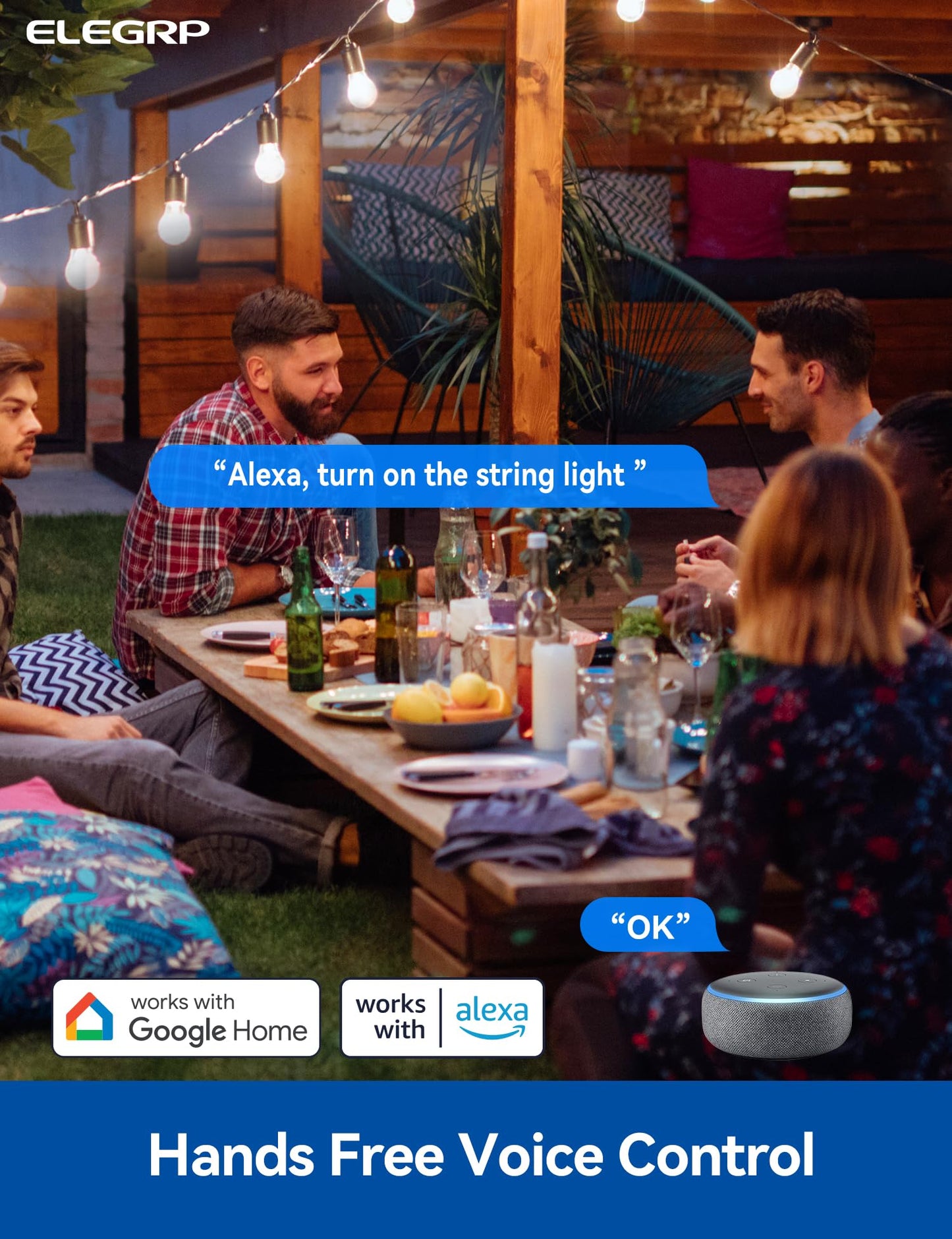 ELEGRP PQR20 Outdoor Smart Plug Waterproof IP66, WiFi Plug with 2 Individually Sockets, Compatible with Alexa & Google Assistant, Smart Outdoor Outlet for String Lights, UL Certified, 2 Pack, Black