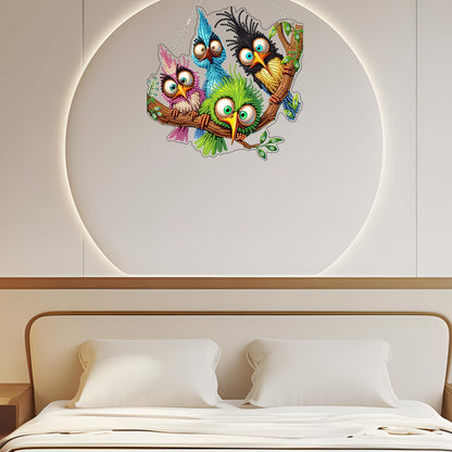 5D Diamond Art Hanging Kit for Adult,Special Shaped Rhinestone,Double Sided DIY Acrylic Diamond Art Painting Window Pendants Home Garden Wall Hanging Kits Hanging Ornament (Four Birds)