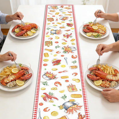 13x72 Inch Crawfish Boil Party Decorations - Crawfish Party Table Runner Decor, Seafood Boil Crayfish Table Decorations