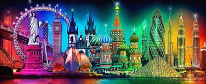 JATOK 5D Diamond Painting Kits for Adults (35.5x15.7in) DIY Large City Night Landscape Full Round Drill Embroidery Pictures Arts Paint by Number Kits Diamond Painting Kits for Home Wall Decor