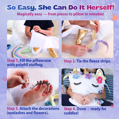 Pinwheel Crafts Unicorn Pillow Kit - No Sew Unicorn Craft Kit - Gifts for Girls, Arts and Crafts for Kids Ages 4-8 - Unicorn Toys for 6 Year Old Girl Gifts, Birthday, Easter, Toddlers, Teens