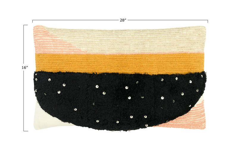 Creative Co-Op Rectangle Multi-Textured Cotton Geometric Shapes Lumbar Pillow, Multicolor