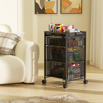 Rolling Utility Cart with 3 Drawers, Craft Organizer and Storage with DIY Divider, Lockable Wheels, Multi-Functional Storage for Art Supplies, Store for Brushes & Paints & Small Parts(Patent Pending)