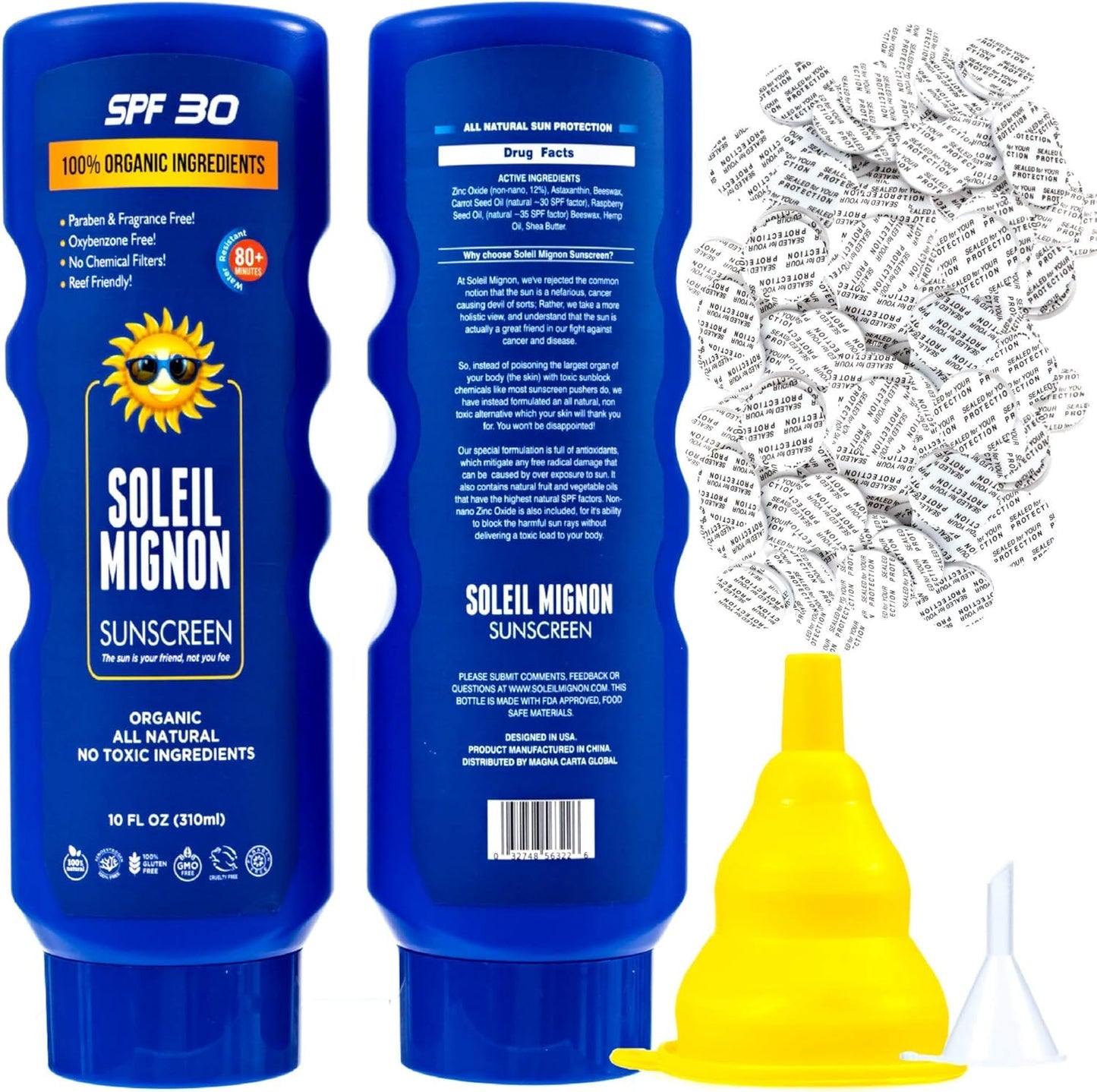 Leakproof Hidden Flask - 2 Secret Sunscreen Flasks for Liquor, 10oz Empty Alcohol Containers with Foam Seals & Funnel