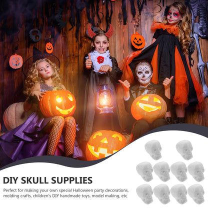 Halloween Skulls 10Pcs Miniature Foam Skull Heads Realistic Human Skeleton Head Model for Halloween Party Home Bar Decors 9cm