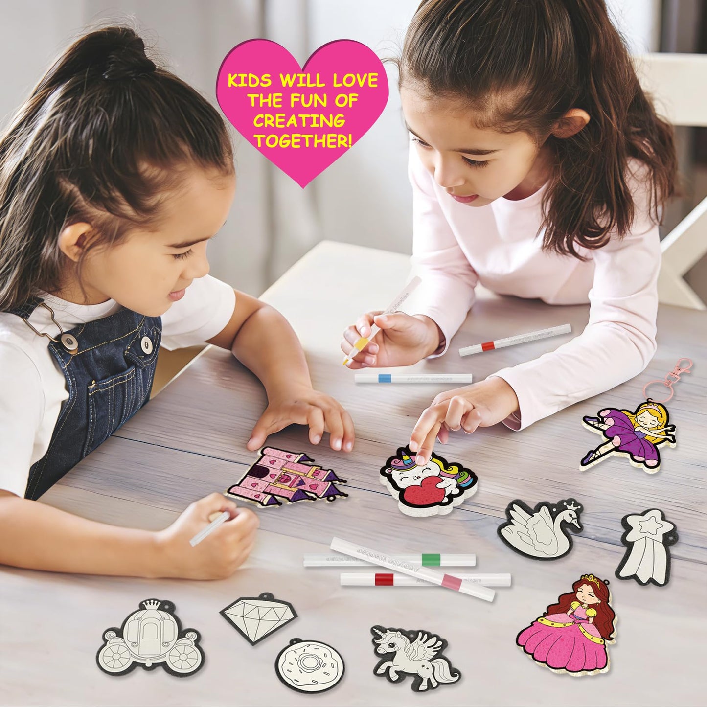Yrinfay Puffy Paint Kit for Kids - Magic Aqua Princess & Unicorn Puff Art - Foam Texture Painting Gifts for Girls & Boys - 3D Art Craft Kit for Kid