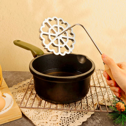 Bunuelos Mold Rosette Iron Molds Set with Wooden Handle, Lotus Flower Bunuelos Cookie Maker Mold, Funnel Cake Maker Cooking Stamp Maker Kit - 4.7 Inches