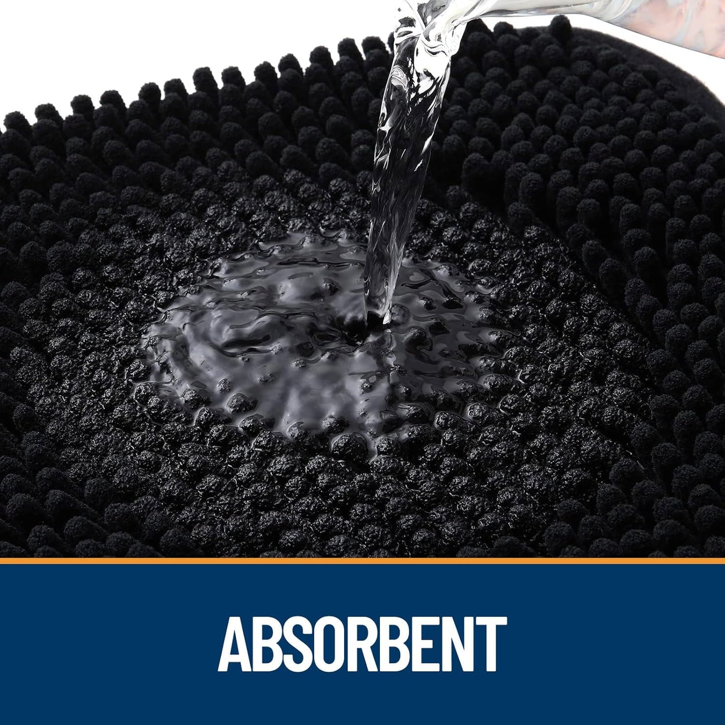 OLANLY Dog Door Mat - Absorbent Non-Slip Washable Chenille Mat for Muddy Paws | 40x24 Inches, Black