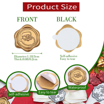 SWANGSA Christmas Wax Seal Stickers, 60Pcs Santa Claus Snowflake Merry Christmas Self Adhesive Envelope Seal Stickers for Invitation, Greeting Cards, Gift Wrapping