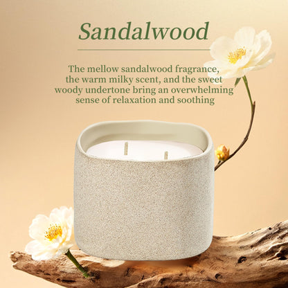 Scented Soy Candles, Large Candle 3 Wicks 19.5oz Japanese Cherry Blossom Ceramic Jar Lava Collection, Gorgeous Gifts for Birthday Thanksgiving Christmas (14.5oz-Sandalwood)
