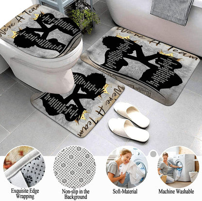 Skiennix Black King Queen Shower Curtain Set - Inspirational Bathroom Decor with Rugs & Bath Mat