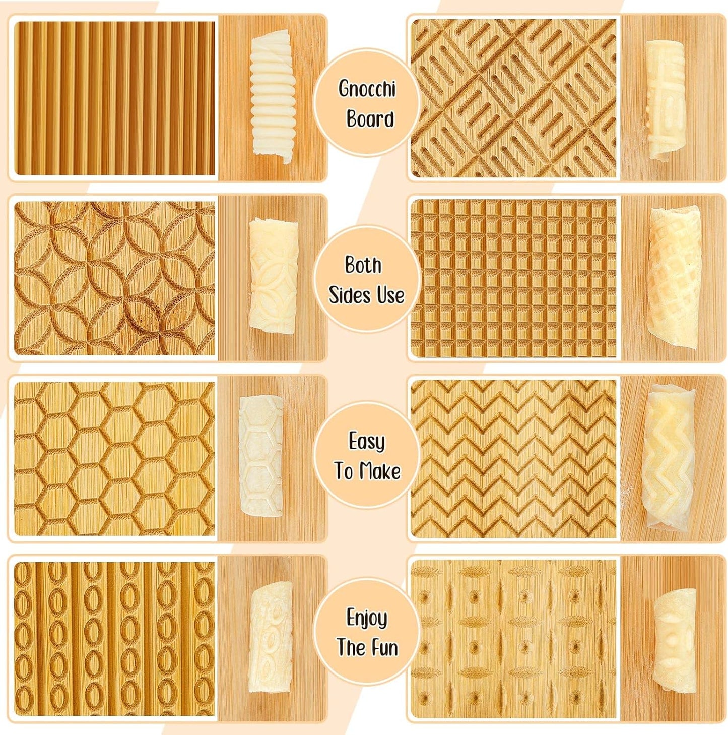 4 Set Pieces Wood Gnocchi Pasta Board Gnocchi Paddle Maker Garganelli Pasta Board Making Tools with Rolls Kitchen Gift