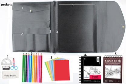 Sketchbook Cover, Artist Sketch Pad Cover for 9"x12" Sketchbook, Drawing Book and Pencil Case Artist Gifts