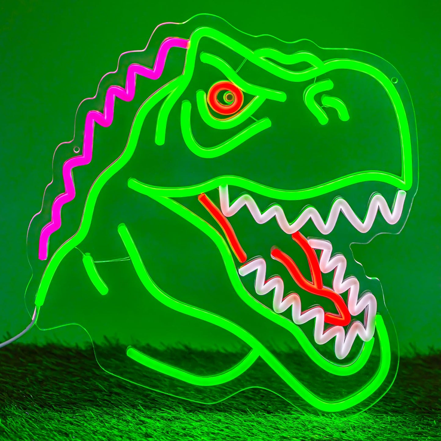 Dinosaur Neon Sign Lights for Wall Decor, T-REX LED Sign for Room and Man Cave Decor, Dimmable Powered LED Signs for Bedroom, Man Cave Party, Birthday Christmas Gift (T-REX Green)