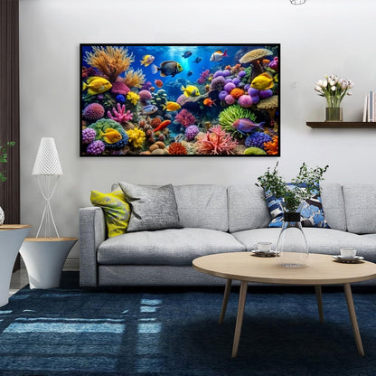 BOHADIY 5D Fish Diamond Art Kits for Adults, DIY Large Size Marine Life Diamond Painting Full Round Drill Crystal Art - Craft Cross Stitch Embroidery for Home Wall & Office Decor 27.5 X 15.7inch