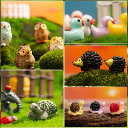 Tuanse 248 Pcs Garden Miniature Accessories, Garden Kit, Animals, Resin Miniature Figurines House Accessories Micro Landscape Ornaments for DIY Kit Plant Decoration House Decor