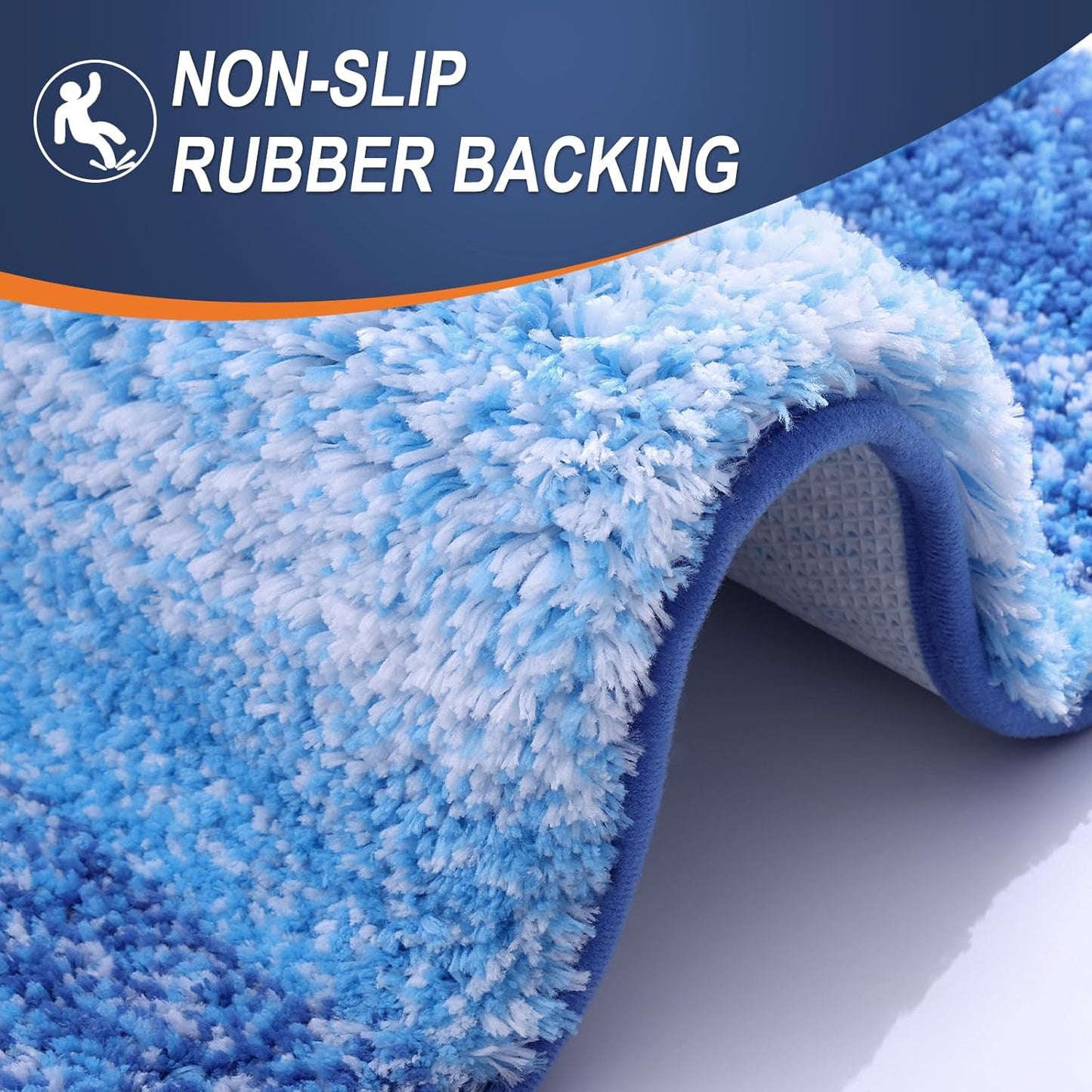 OLANLY Bathroom Runner Rug - Extra Soft Microfiber Mat | Quick-Dry, Rubber Backing, 59x20, Light Royal Blue