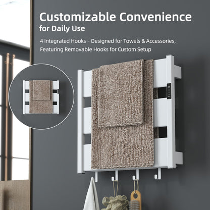 K&KALONZO Towel Warmer for Bathroom, Wall-Mounted Heated Towel Rack with Built-in Timer, Waterproof Alumnimum Electric Towel Heater, Support Plug-in and Hardwired, White, H4-W